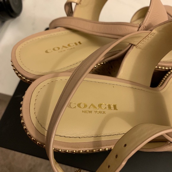 Genuine leather coach platform sandals - Picture 3 of 5